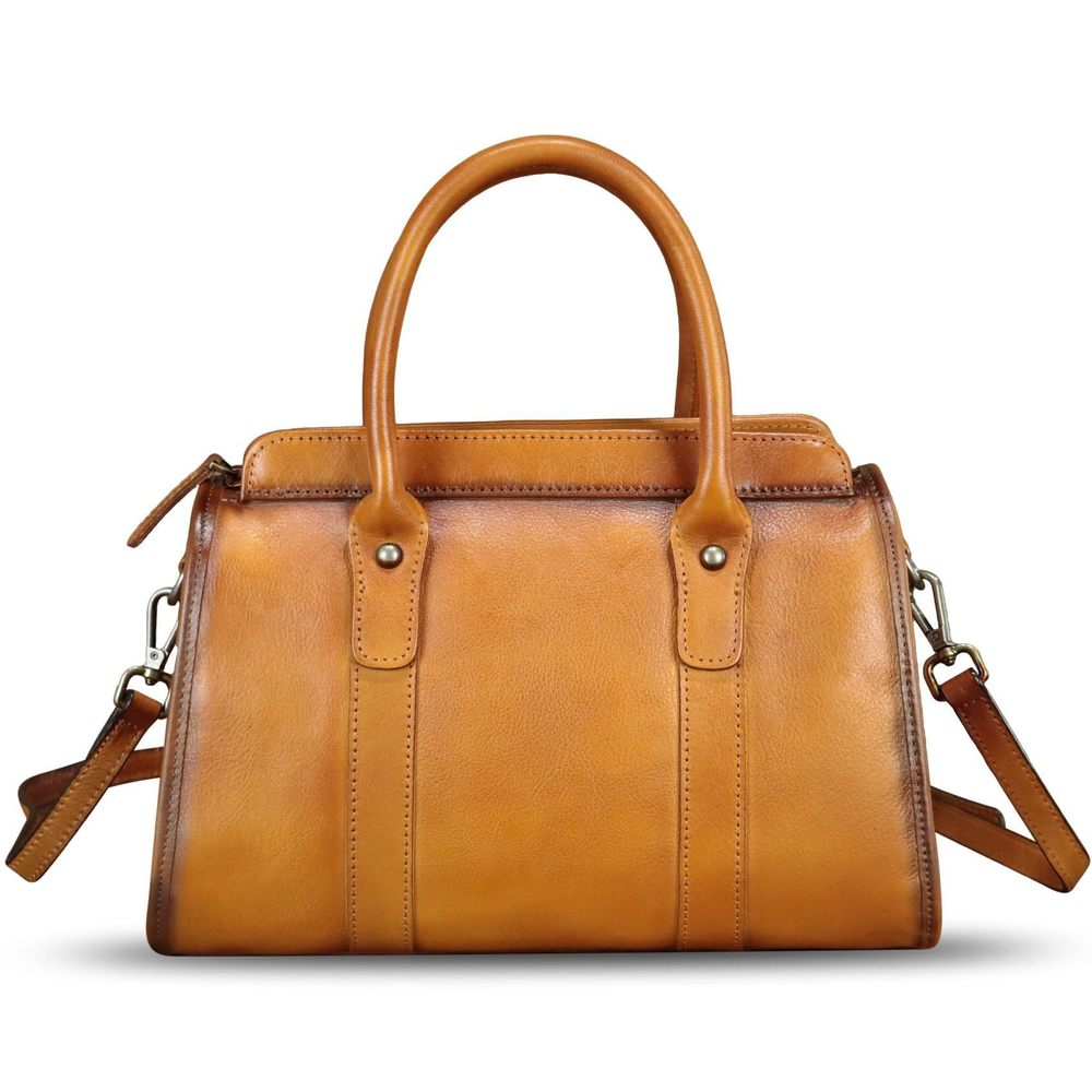 Genuine Leather Satchel Top Handle Bags Handmade Purse Vintage :<